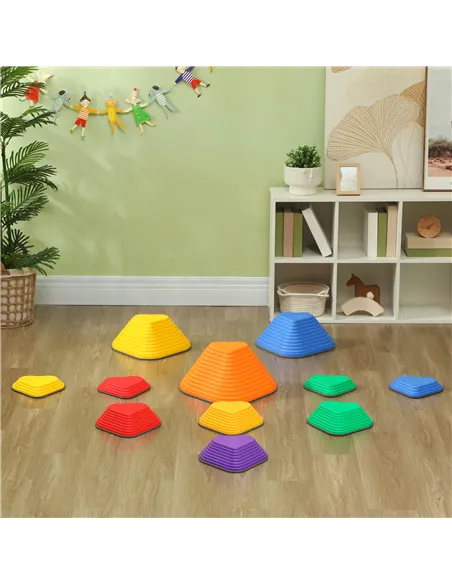 AIYAPLAY 11-Piece Heart-Shaped Kids Balance Stepping Stones and Motor Skills, Multicoloured