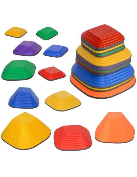 AIYAPLAY Balance Stepping Stones for Kids, 11-Piece Non-Slip Stackable River Stones, Obstacle Courses for Balance and Motor Skil