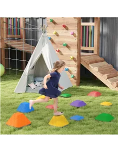 AIYAPLAY Balance Stepping Stones for Kids, 11-Piece Non-Slip Stackable River Stones, Obstacle Courses for Balance and Motor Skil 2