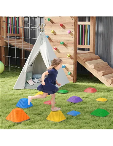 AIYAPLAY Balance Stepping Stones for Kids, 11-Piece Non-Slip Stackable River Stones, Obstacle Courses for Balance and Motor Skil