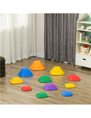 AIYAPLAY Balance Stepping Stones for Kids, 11-Piece Non-Slip Stackable River Stones, Obstacle Courses for Balance and Motor Skil