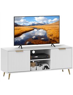 HOMCOM Modern TV Stand Cabinet for TVs up to 55", TV Unit with 2 Open Shelves and 2 Cabinets, Entertainment Centre with Cable Ma