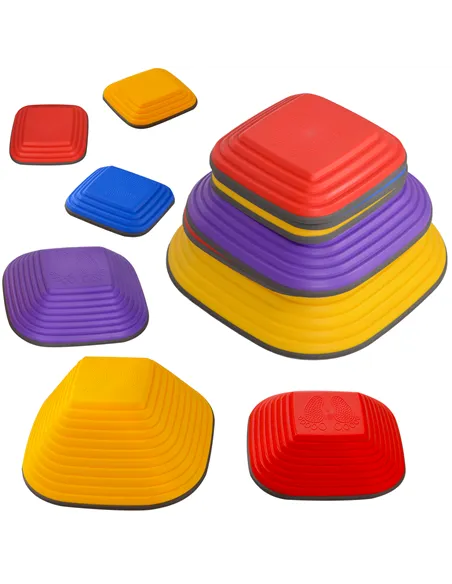 AIYAPLAY Balance Stepping Stones for Kids, 6-Piece Non-Slip Stackable River Stones, Obstacle Courses for Balance and Motor Skill