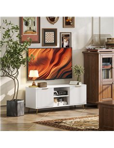 HOMCOM Modern TV Stand Cabinet for TVs up to 55", TV Unit with 2 Open Shelves and 2 Cabinets, Entertainment Centre with Cable Ma 2