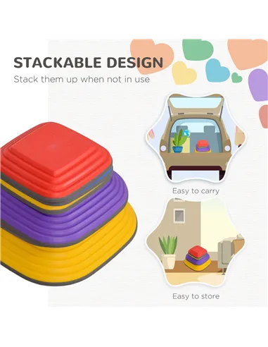 AIYAPLAY Balance Stepping Stones for Kids, 6-Piece Non-Slip Stackable River Stones, Obstacle Courses for Balance and Motor Skill