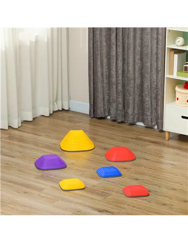 AIYAPLAY Balance Stepping Stones for Kids, 6-Piece Non-Slip Stackable River Stones, Obstacle Courses for Balance and Motor Skill
