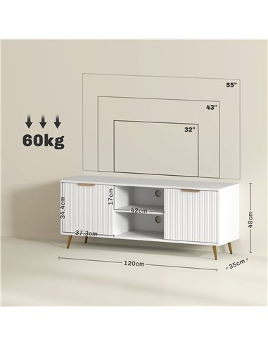 HOMCOM Modern TV Stand Cabinet for TVs up to 55", TV Unit with 2 Open Shelves and 2 Cabinets, Entertainment Centre with Cable Ma