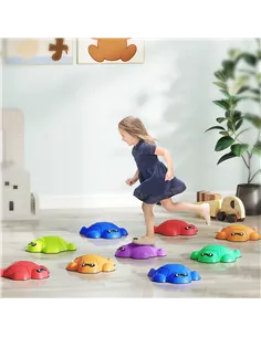 AIYAPLAY 9-Piece Balance Stepping Stones with Non-Slip Edge, Indoor Outdoor Obstacle Course for Ages 3-8 Years, Multicoloured 2