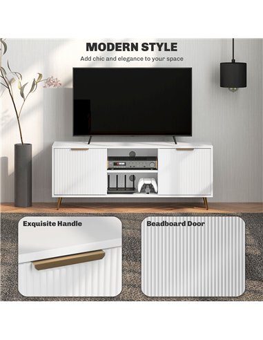 HOMCOM Modern TV Stand Cabinet for TVs up to 55", TV Unit with 2 Open Shelves and 2 Cabinets, Entertainment Centre with Cable Ma