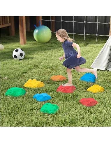AIYAPLAY Balance Stepping Stones for Kids with Non-Slip Bottom, Indoor Outdoor Obstacle Course for Ages 3-8 Years, Multicoloured
