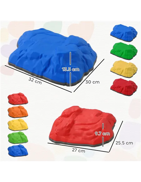 AIYAPLAY Balance Stepping Stones for Kids with Non-Slip Bottom, Indoor Outdoor Obstacle Course for Ages 3-8 Years, Multicoloured