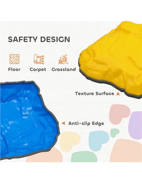 AIYAPLAY Balance Stepping Stones for Kids with Non-Slip Bottom, Indoor Outdoor Obstacle Course for Ages 3-8 Years, Multicoloured