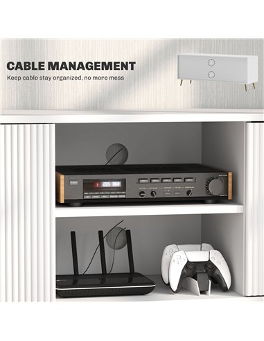 HOMCOM Modern TV Stand Cabinet for TVs up to 55", TV Unit with 2 Open Shelves and 2 Cabinets, Entertainment Centre with Cable Ma