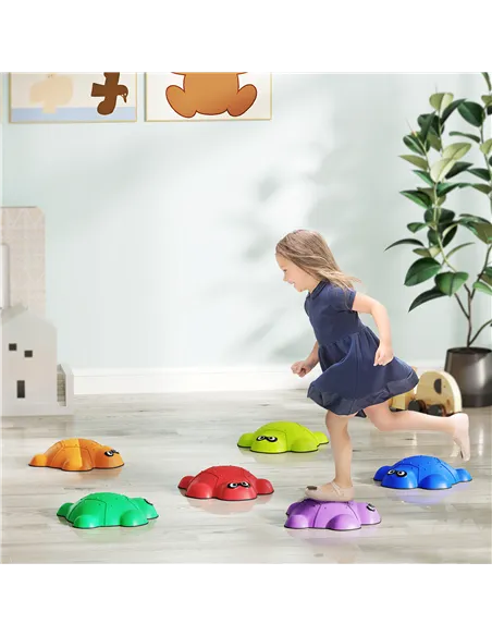 AIYAPLAY 6-Piece Balance Stepping Stones with Non-Slip Edge, Indoor Outdoor Obstacle Courses for Ages 3-8 Years, Multicoloured