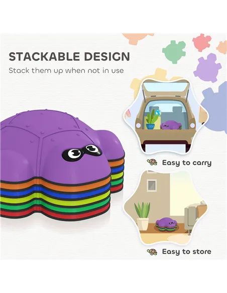 AIYAPLAY 6-Piece Balance Stepping Stones with Non-Slip Edge, Indoor Outdoor Obstacle Courses for Ages 3-8 Years, Multicoloured