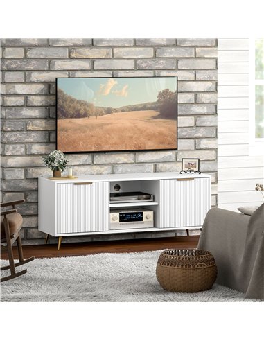 HOMCOM Modern TV Stand Cabinet for TVs up to 55", TV Unit with 2 Open Shelves and 2 Cabinets, Entertainment Centre with Cable Ma