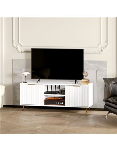 HOMCOM Modern TV Stand Cabinet for TVs up to 55", TV Unit with 2 Open Shelves and 2 Cabinets, Entertainment Centre with Cable Ma