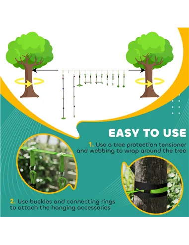 AIYAPLAY Obstacle course for Kids, with 10-Piece Slackline Kit with Monkey Bars, Gym Rings, Rope Ladder, Nest Swing, Hanging Tra