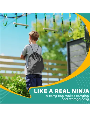 AIYAPLAY Obstacle course for Kids, with 10-Piece Slackline Kit with Monkey Bars, Gym Rings, Rope Ladder, Nest Swing, Hanging Tra