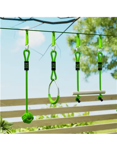 AIYAPLAY Obstacle course for Kids, with 10-Piece Slackline Kit with Monkey Bars, Gym Rings, Rope Ladder, Nest Swing, Hanging Tra