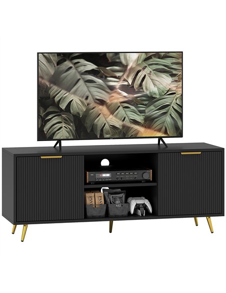 HOMCOM Modern TV Stand Cabinet for TVs up to 55", TV Unit with 2 Open Shelves and 2 Cabinets, Entertainment Centre with Cable Ma