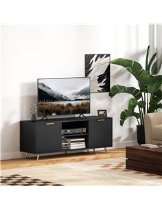 HOMCOM Modern TV Stand Cabinet for TVs up to 55", TV Unit with 2 Open Shelves and 2 Cabinets, Entertainment Centre with Cable Ma 2