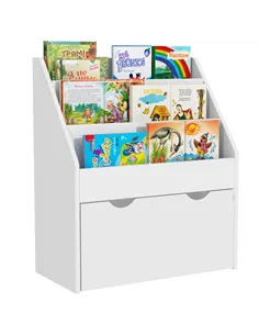 AIYAPLAY Bookcase for Kids with Shelves, Drawer, Bookcase for Bedroom, Playroom, White