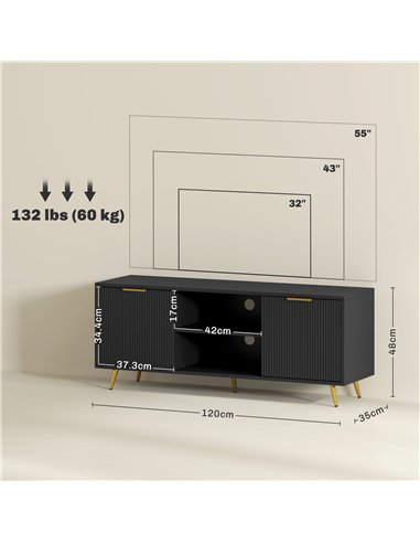 HOMCOM Modern TV Stand Cabinet for TVs up to 55", TV Unit with 2 Open Shelves and 2 Cabinets, Entertainment Centre with Cable Ma