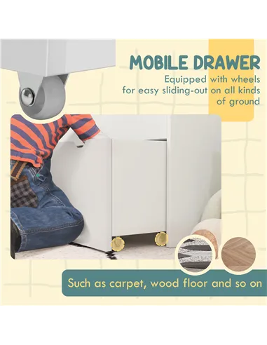 AIYAPLAY Bookcase for Kids with Shelves, Drawer, Bookcase for Bedroom, Playroom, White