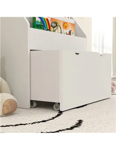 AIYAPLAY Bookcase for Kids with Shelves, Drawer, Bookcase for Bedroom, Playroom, White