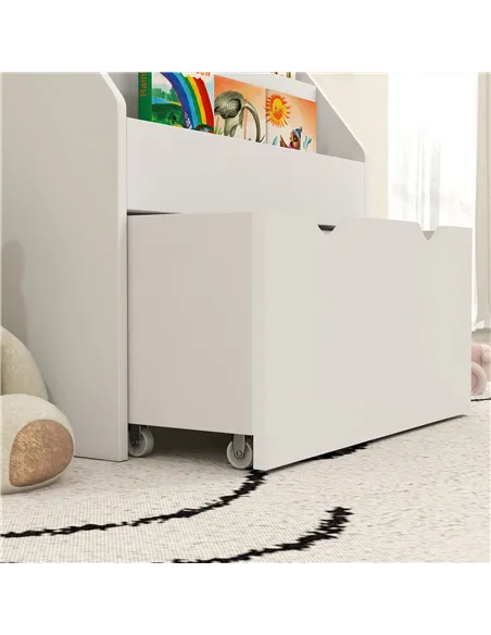 AIYAPLAY Bookcase for Kids with Shelves, Drawer, Bookcase for Bedroom, Playroom, White