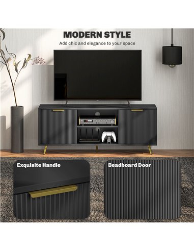 HOMCOM Modern TV Stand Cabinet for TVs up to 55", TV Unit with 2 Open Shelves and 2 Cabinets, Entertainment Centre with Cable Ma