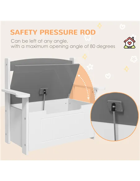 AIYAPLAY 2-in-1 Toy Box for Kids with Lid for Bedroom, Nursery, Playroom, Grey