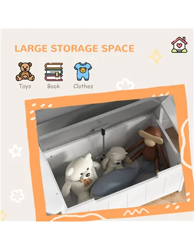 AIYAPLAY 2-in-1 Toy Box for Kids with Lid for Bedroom, Nursery, Playroom, Grey