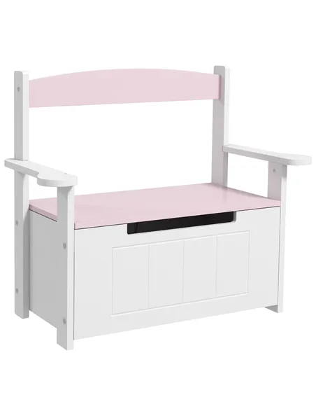 AIYAPLAY 2-in-1 Toy Box for Kids with Lid for Bedroom, Nursery, Playroom, Pink
