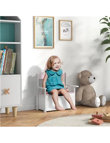 AIYAPLAY 2-in-1 Toy Box for Kids with Lid for Bedroom, Nursery, Playroom, Pink