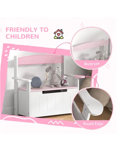 AIYAPLAY 2-in-1 Toy Box for Kids with Lid for Bedroom, Nursery, Playroom, Pink