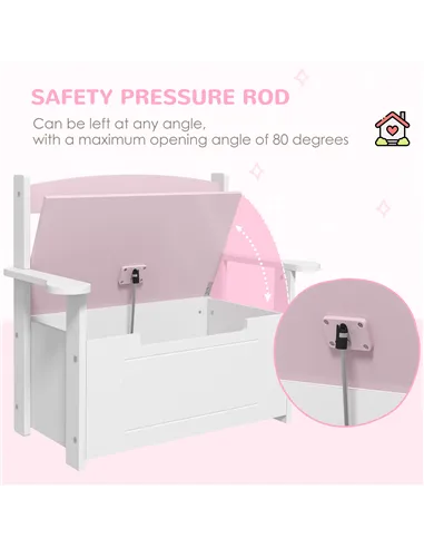AIYAPLAY 2-in-1 Toy Box for Kids with Lid for Bedroom, Nursery, Playroom, Pink