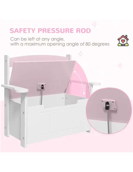 AIYAPLAY 2-in-1 Toy Box for Kids with Lid for Bedroom, Nursery, Playroom, Pink
