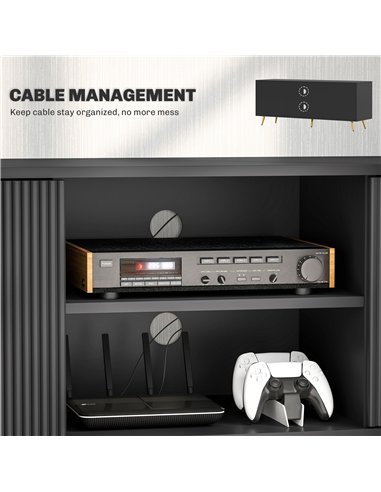 HOMCOM Modern TV Stand Cabinet for TVs up to 55", TV Unit with 2 Open Shelves and 2 Cabinets, Entertainment Centre with Cable Ma