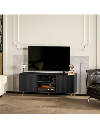 HOMCOM Modern TV Stand Cabinet for TVs up to 55", TV Unit with 2 Open Shelves and 2 Cabinets, Entertainment Centre with Cable Ma