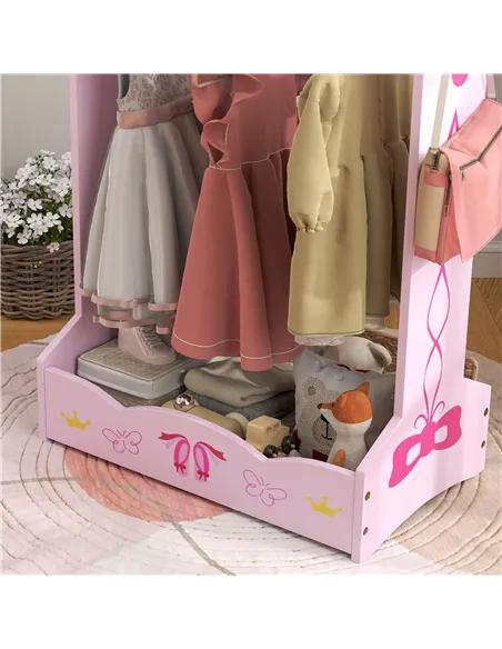 AIYAPLAY Kids Clothes Rail with Two Shelves, for 3-8 Years, Pink