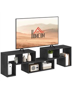HOMCOM Three-Block Modular TV Stand - Black Wood-Effect