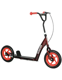 AIYAPLAY Kids Scooter with Adjustable Handlebar, Children's Kick Scooter with Non-slip Footplate, Rear Brake, Kickstand, Red