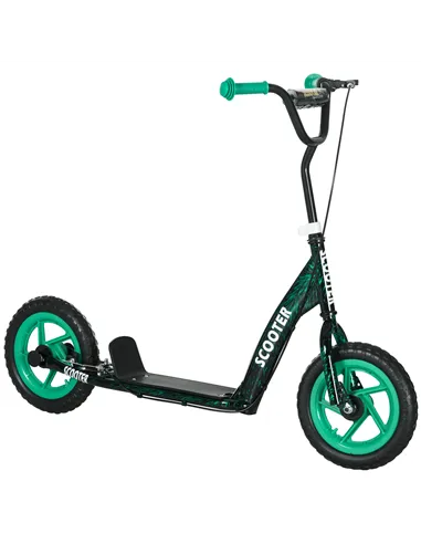 AIYAPLAY Kids Scooter with Adjustable Handlebar, Children's Kick Scooter with Non-slip Footplate, Rear Brake, Kickstand, Green