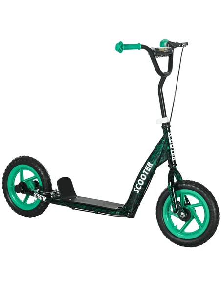 AIYAPLAY Kids Scooter with Adjustable Handlebar, Children's Kick Scooter with Non-slip Footplate, Rear Brake, Kickstand, Green