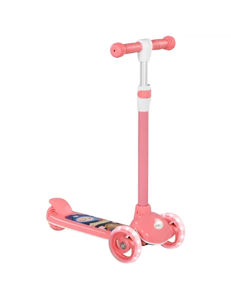 AIYAPLAY Kids 3 Wheel Scooter for 2-6 Years Old w/ Adjustable Height, LED Light, TPE Handlebar, Pink