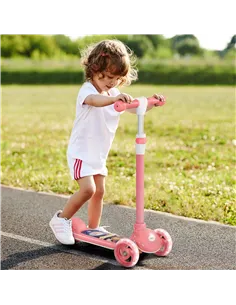 AIYAPLAY Kids 3 Wheel Scooter for 2-6 Years Old w/ Adjustable Height, LED Light, TPE Handlebar, Pink 2