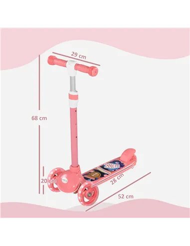 AIYAPLAY Kids 3 Wheel Scooter for 2-6 Years Old w/ Adjustable Height, LED Light, TPE Handlebar, Pink