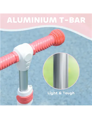 AIYAPLAY Kids 3 Wheel Scooter for 2-6 Years Old w/ Adjustable Height, LED Light, TPE Handlebar, Pink